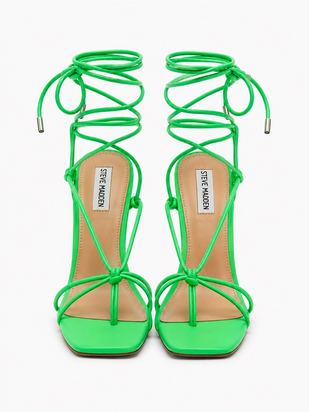 Steve Madden Neon Green Tie Up Sandals Comfy Heel Size 8.5